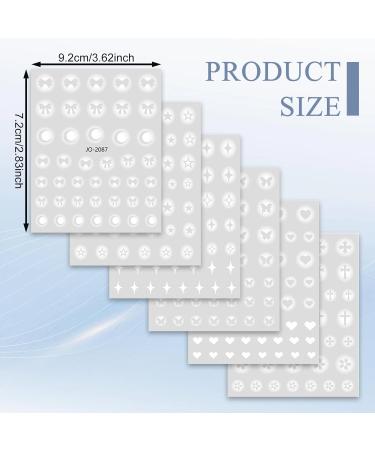 NICENEEDED White Airbrush Nail Art Stencils Stickers Holographic Hollow 3D Self-Adhesive Design Butterfly Bow Stars Moon Heart Cross Nail Transfer Decals for Women Girls Manicure Charms Decoration - Buy Online on GoSupps.com