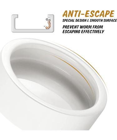 Small Ceramic Reptile Food Dish Bowl & Water Dish Set - 2 Pack | Ideal for Lizards, Geckos, Bearded Dragons, Chameleons, Hermit Crabs | Anti-Escape Design for Mealworms, Crickets, Superworms | 2.75in White - Buy Online on GoSupps.com