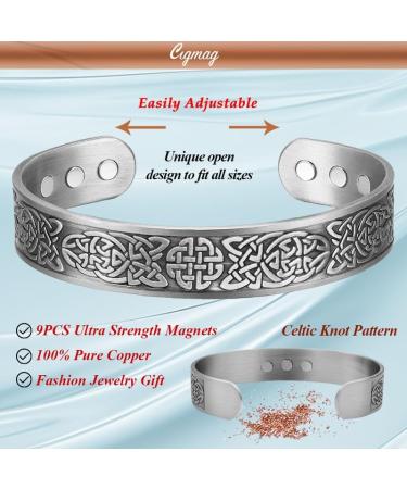 9X Lymphatic Drainage Men's Copper Bracelet | Ultra Strength Magnet | 99% Pure Copper | Adjustable Brazaletes Cuff Bangle | Celtic Knot Design | Gift Box Included - Buy Online on GoSupps.com
