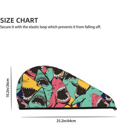 Angry Shark Pattern Microfiber Hair Towel - Soft Super Absorbent Quick Dry Hair Wrap for Women | Perfect for Long Curly & Thick Hair - Buy Online on GoSupps.com