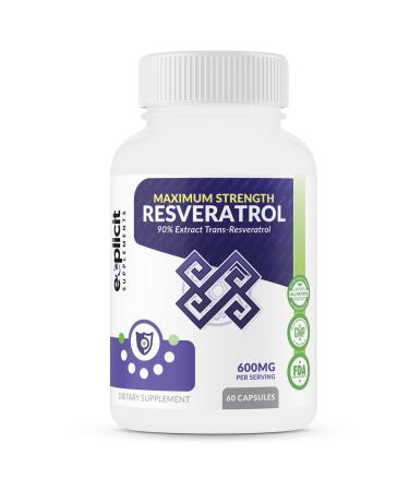 All Natural & Pure Resveratrol Supplement - Max Strength 1200mg Daily - 90% Extract Trans Resveratrol - 1 Month Supply