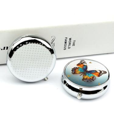 Portable 3 Compartment Pill Box - Butterfly Print Travel Organizer for Purse & Pocket | Small Medicine Case - Buy Online on GoSupps.com