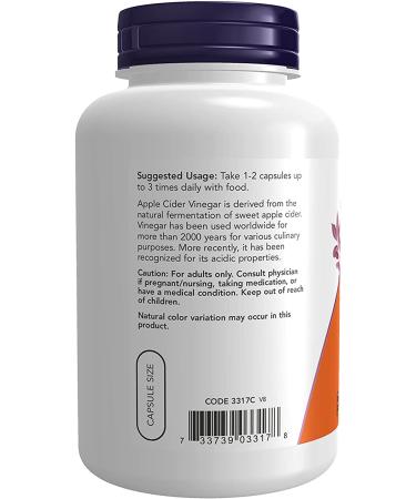 Now Foods Apple Cider Vinegar 450 mg - 180 Capsules for Health & Wellness - Buy Online on GoSupps.com