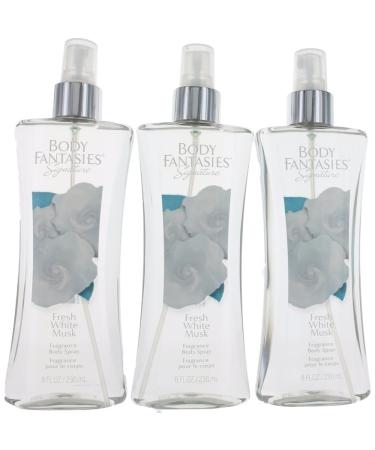 Fresh White Musk by Body Fantasies 3 Pack 8oz Fragrance Body Spray women