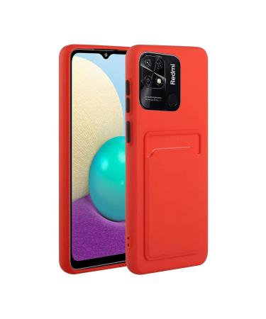 Tivenfezk Nadoli Silicone case for Xiaomi Redmi 10c Ultra thin shockproof scratch -resistant wallet soft TPU protective cover mobile phone case with credit card holder Xiaomi Redmi 10c red