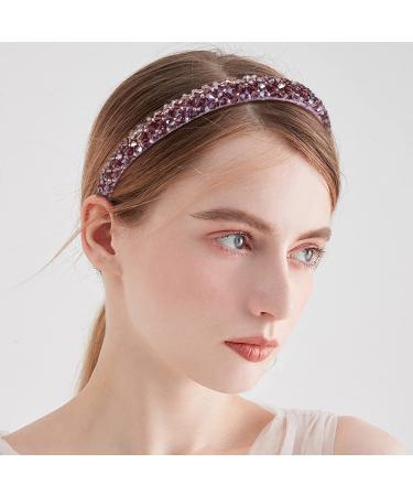 Buy Mlysnd Girls' Hair Ripe - 3 Glitter Slipproof Hair Bands with Rhinestones | Stylish Hair Jewelry in White Purple Pink - Buy Online on GoSupps.com