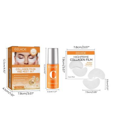  Collagen Eye Mask and Vitamin C Mist Set Soluble Collagen & Hyaluronic Acid Formula for Radiant Skin Skincare Duo Includes 2 Eye Masks and 50ml Hydrating Spray - Buy Online on GoSupps.com