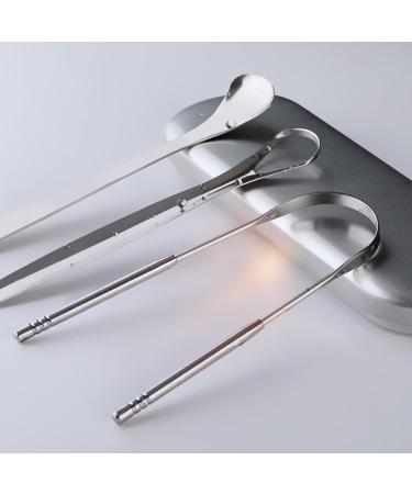 Buy Tongue Brush & Cleaner Set | Improve Dental Health & Fresh Breath | U-Shaped Tongue Scraper for Adults & Children - Silver 3-Piece Set - Buy Online on GoSupps.com