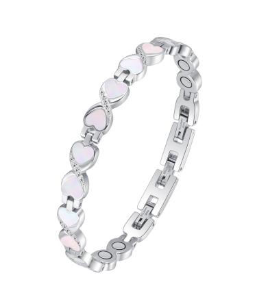Jeracol Titanium Steel Magnetic Bracelet for Women Infinite Love Design Women Magnetic Wristband with Ultra Strength 3800 Guass Magnets Brazaletes Jewelry with Remove Tool & Gift Box(Crystal) Silver-scallop - Buy Online on GoSupps.com