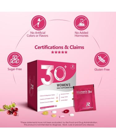 RevitaPlus Multivitamin for Women with Vitamin A B C D3 E K2 Biotin Collagen Krill Oil Cranberries Supports Energy Wellness Beauty and Immune - Vitamin Packs for Women Health 30 Packs - Buy Online on GoSupps.com