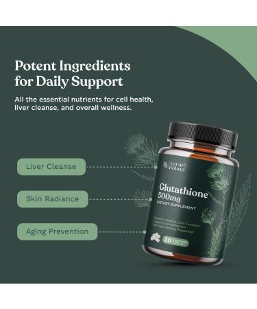 Nature Bound 500mg Glutathione Supplement - Skin Whitening Pills with Milk Thistle & Alpha Lipoic Acid - 30 Veg Capsules - Buy Online on GoSupps.com
