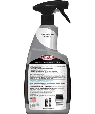 Weiman Stainless Steel Cleaner and Polish with Microfiber Cloth - Protects Appliances, Leaves Streak-Free Shine - Ideal for Refrigerator, Dishwasher, Oven, Grill - Buy Online on GoSupps.com