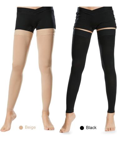 Leeofty 1 Pair Thigh High Socks Men Women 20-30mmHg Stockings Sleeves for Varicose Vein Swelling - Buy Online on GoSupps.com