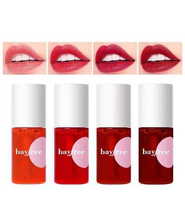 FVQUHVO Lightweight Lip Tint Stain Set - Mini Liquid Lipstick Kit Watery and Moisturizing Lip Stain Long Wearing Lip Tint Easy Application Tinta Para Labios 3-in-1 Lip Makeup(Pack of 4 Colors)