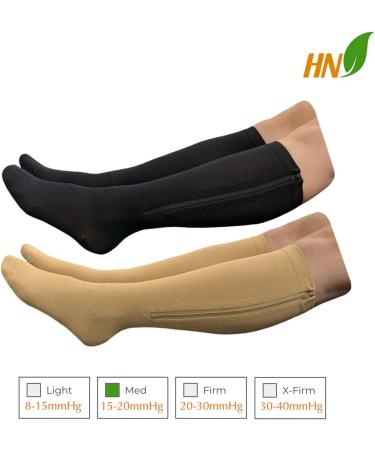 HealthyNees Compression Socks with Zipper 15-20 mmHg - 2 Pack Closed Toe - M Size - Stylish & Comfortable Support for All-Day Wear - Buy Online on GoSupps.com
