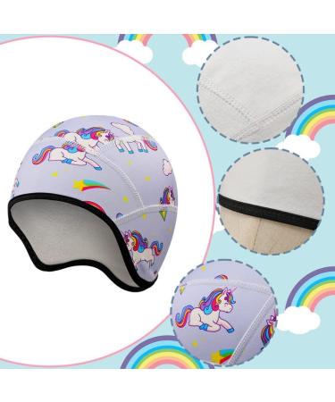 2-in-1 Mermaid Unicorn Kids Skull Cap & Bicycle Helmet Hat - Winter Sweat Hat with Ear Protection for Girls' Outdoor Sports - Buy Online on GoSupps.com