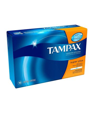 Tampax Cardboard Applicator Tampons Super Plus Absorbency 10 Count (Pack of 4)
