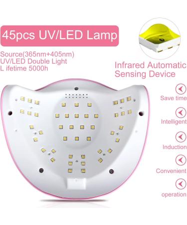 AoxuYLZ 180W UV LED Nail Lamp with 45 Lamp Beads, 4 Timer Settings & LCD Touch Display - Auto Sensor, Professional UV Nail Dryer for Gel Polish - Buy Online on GoSupps.com