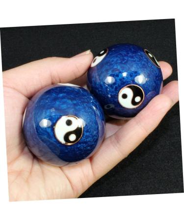 Lurrose Blue Enamel Gymnastics & Hand Massage Balls - Traditional Chinese Baoding Fitness Handballs - Buy Online on GoSupps.com