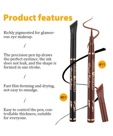 Kaely 2Pcs Liquid Wing Eyeliner Stamp Set - Waterproof Black Brown Eye Liners for Women - Includes Stencils for Easy Application - Buy Online on GoSupps.com