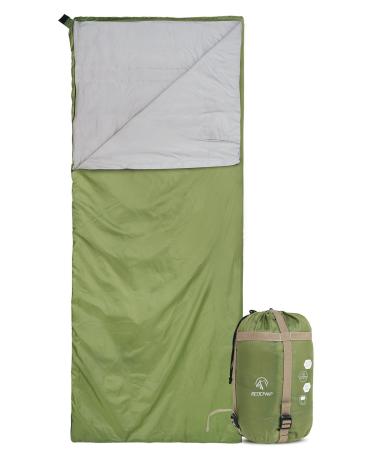 REDCAMP Ultra Lightweight Sleeping Bag for Backpacking, Comfort for Adults Warm Weather, with Compression Sack Green with 1.5lbs