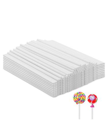 Lollipop Sticks 500 Pieces White Paper Treat Lollipop Sticks Lollipop Treat Sticks Sucker Stick for Cake Topper Rainbow Candy Cake Pops Chocolate (6 Inch)