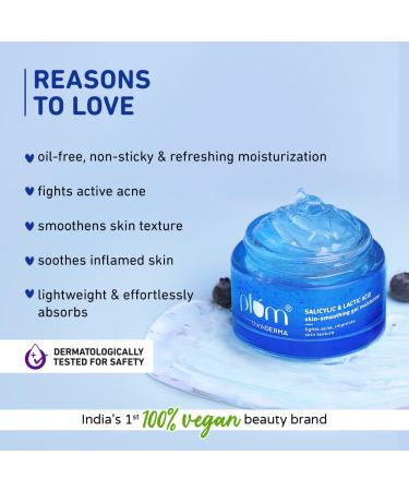 Plum Salicylic & Lactic Acid Gel Moisturizer - Hydrating & Skin-Smoothing | 100% Vegan | 50g | International Shipping - Buy Online on GoSupps.com