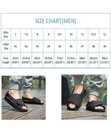 Men's Wide Width Diabetic Sandals - Open Toe Foot Sneakers for Swollen Feet - Size 7-12 Black - Buy Online on GoSupps.com