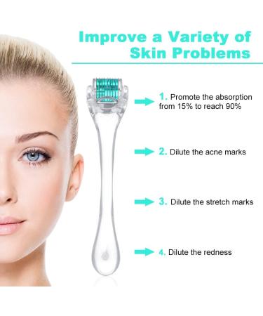 LOPHE Derma Roller 0.5mm Microneedle Derma Roller for Men and Women Professional Microneedling Derma Needling Micro Needle Roller Facial Wrinkles Hair Loss Stretch Marks Hair Regrowth Green head + transparent handle - Buy Online on GoSupps.com