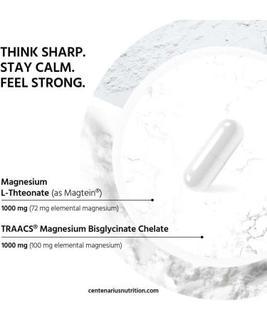 Centenarius Nutrition Dual Mag Power Advanced Magnesium Complex with Magtein & TRAACS for Focus Sleep Muscle Recovery & Energy Balance - Buy Online on GoSupps.com