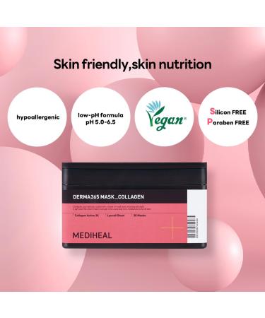 Mediheal Derma 365 Collagen Mask - 30 Firming & Moisturizing Daily Skin Care Masks with 3X Collagen Active for Youthful Skin - Buy Online on GoSupps.com