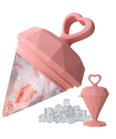 Rena Chris Ice Roller for Face - Diamond Ice Facial Roller Reach Detailed Areas De-Puff Eye Bags Reusable Massage Silicone Ice Mold with Face Wash Wristband Skin Care Tools for Women(Pink)