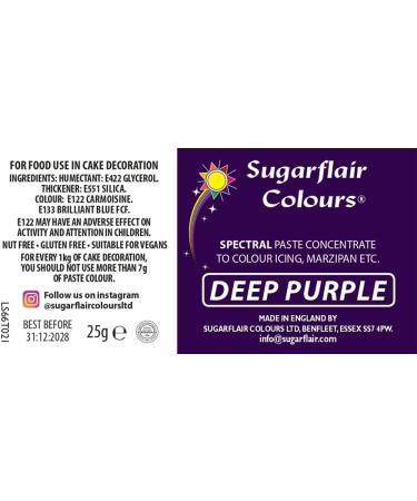 Sugarflair Deep Purple Spectral Food Colouring Paste - 25g | Highly Concentrated Dye for Sugar Pastes, Buttercream, Royal Icing & Cakes - Buy Online on GoSupps.com