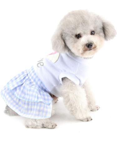 Selmai Sweet Heart Shirt Princess Plaid Tiered Dress for Small Dogs & Cats Summer Wedding & Birthday Outfit for Yorkies Chihuahuas & Shih Tzus Blue - Buy Online on GoSupps.com