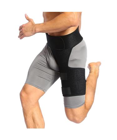 Groin Compression Wrap & Hip Thigh Support Brace | Adjustable Sciatica Wrap for Men & Women | Thigh Support for Sprains - Buy Online on GoSupps.com