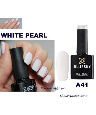 Bluesky White Pearl A41 Gel Nail Polish 10ml | UV-LED Soak-Off + 2 Shine Wipes | International Shipping Available - Buy Online on GoSupps.com