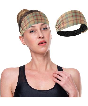 ElliTarr Women's Non-Slip Sweatband Headband - Brown Plaid | Sports Headband for Running, Yoga, Workout - Buy Online on GoSupps.com