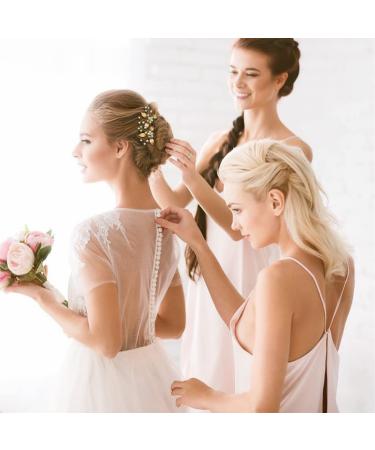 Gold Leaf Wedding Hair Pins with Pearls & Crystals - Bridal Hair Accessories - Buy Online on GoSupps.com