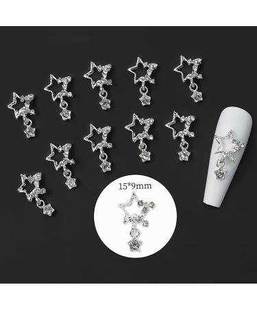 WOKOTO 30 Pcs Silver Dangle Stars Nail Charms for Nail Art - 3D Stars Charms for Acrylic Nails - Nail Rhinestones and Charms for Women - Nail Designs Gems Kit - Buy Online on GoSupps.com