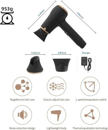 Travel Hair Dryer Portable Cordless Hair Dryer Lightweight Foldable Rechargeable Hair Dryer Gift for Women - Buy Online on GoSupps.com