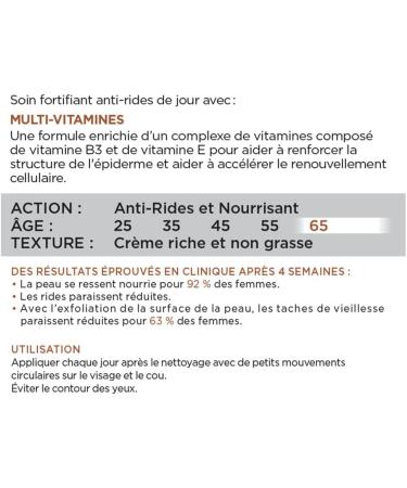 L'Oreal Paris Anti-Aging Face Cream 65+ Day & Night Skincare Wrinkle Expert With Multi-Vitamins to Reduce the Look of Deep Wrinkles 50mL 65+ Day Cream - 50mL - Buy Online on GoSupps.com