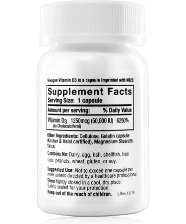 Nivagen Pharmaceuticals Inc Vitamin D3 50,000 IU Capsule (100 ct) - Pack of 1 - Buy Online on GoSupps.com