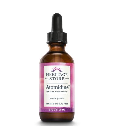 Heritage Store Atomidine 450mcg Liquid Iodine Drops Electrically Charged Iodine Supplement for Healthy Thyroid Support * Bioavailable Formula Vegan & Cruelty Free Approx. 960 Servings 2 fl oz