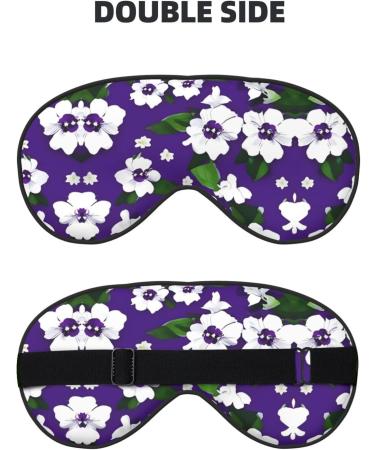 SSIMOO Purple White Floral Print Double-Sided Eye Mask | Soft Light Blocking Sleep Mask for Quality Rest - Buy Online on GoSupps.com