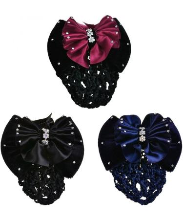 Women Hair Bun Cover Net Snood Hairnet Bowknot Barrette Hair Clip Bow Lace Flower Hair Accessories (Blue) - Buy Online on GoSupps.com