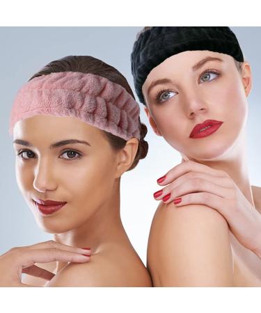Lapohi 3 Pack Microfiber Towel Headbands for Women and Girls - Facial, Makeup, Spa, Skincare Headbands in Black Pink Grey - Buy Online on GoSupps.com