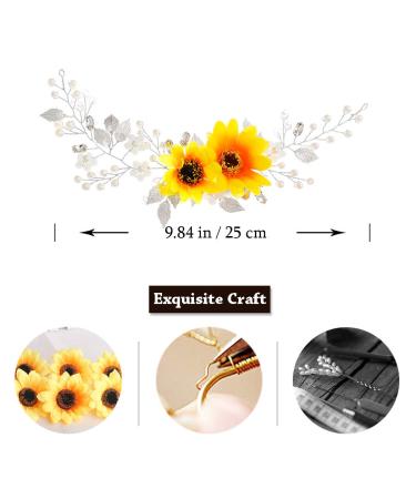 Barogirl Sunflower Wedding Hair Vine Headpiece - Gold Flower Headband for Women and Girls - Buy Online on GoSupps.com