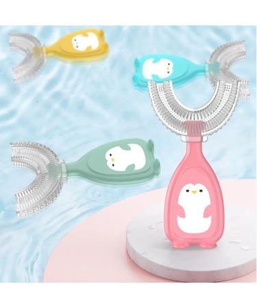 Kids U-Shaped Toothbrush - Food Grade Soft Silicone 360 Deep Cleaning for Toddlers & Children - Pink Large - Buy Online on GoSupps.com