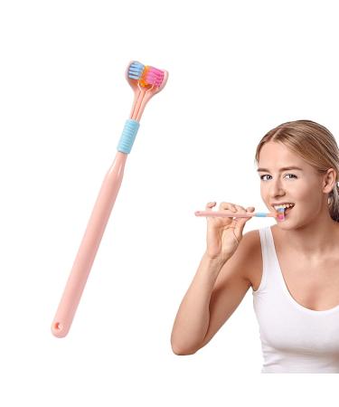 Extra Soft 3-Page Toothbrushes for Adults | Non-Slip V-Shaped Tooth Cleaners in Pink - Perfect for Women & Men - Buy Online on GoSupps.com