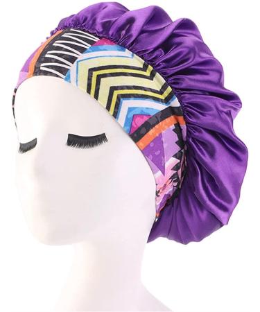 Satin Hair Bonnet for Women  Elastic Wide Band Sleep Cap Single Layer Cap for Braid Curly Natural Hair Attractive Design